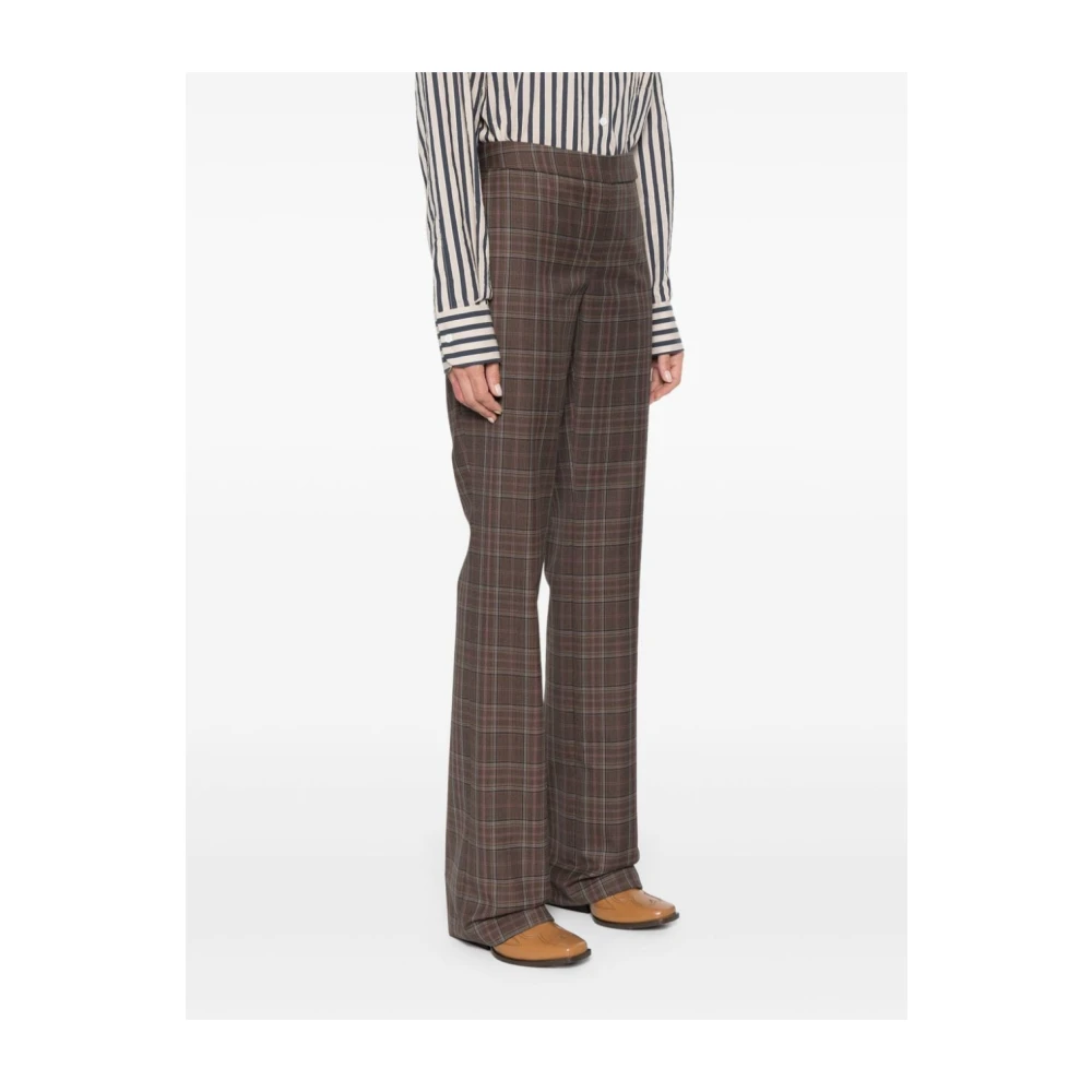 Stella Mccartney Bruine Wollen Geruite Broek Brown Dames
