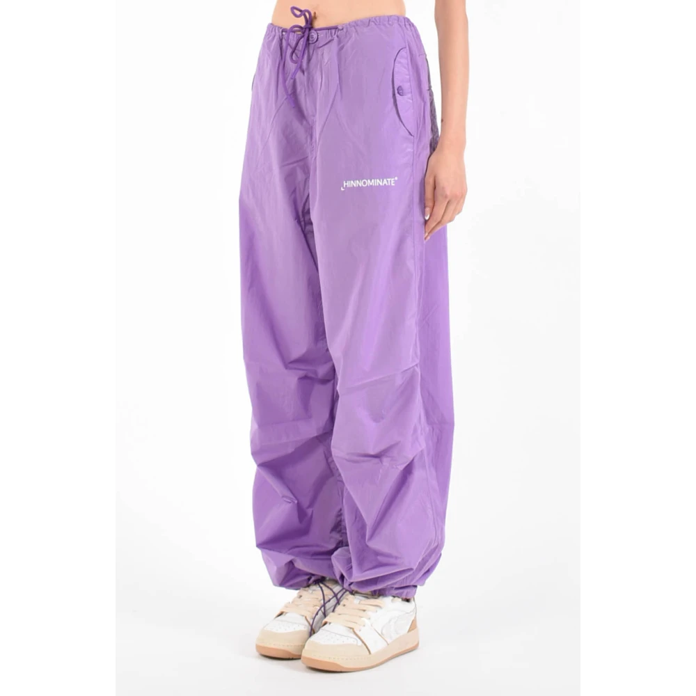 Hinnominate Cargo nylon broek met trekkoord taille Purple Dames