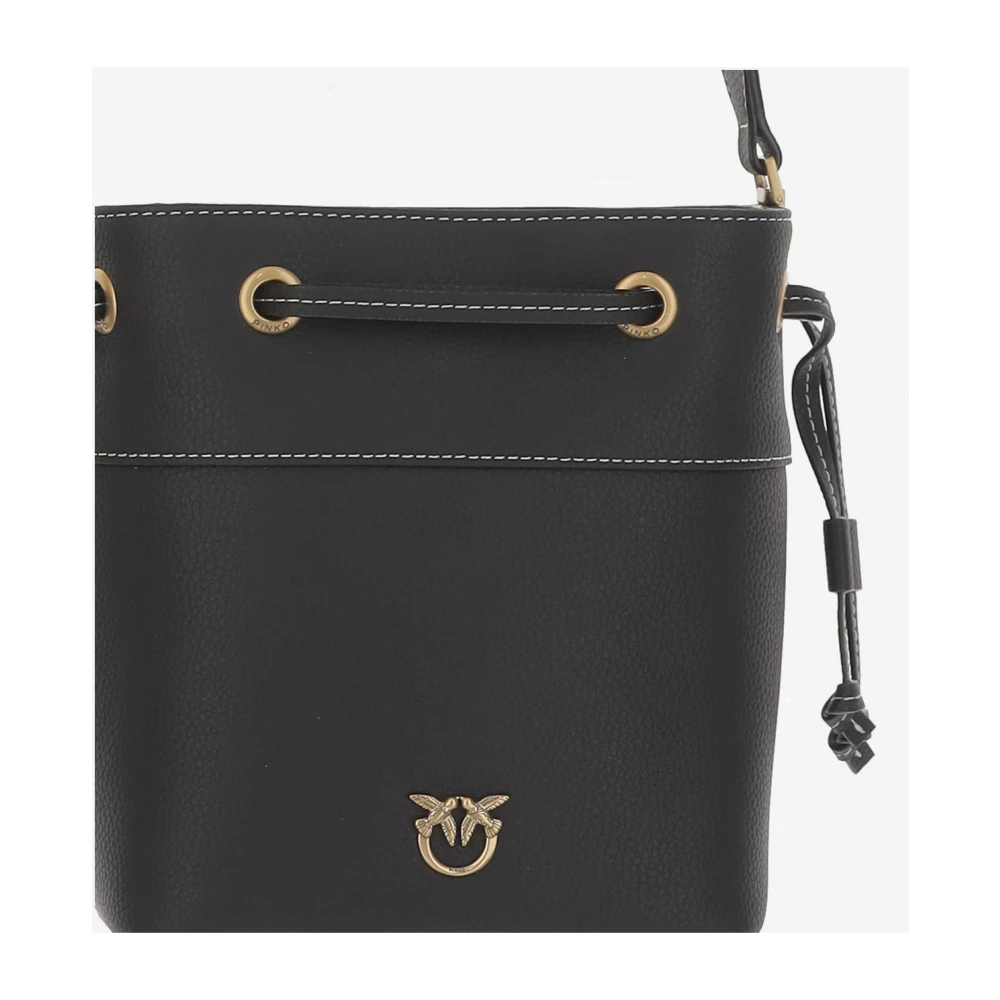 pinko Leren schoudertas met Love Birds Black Dames