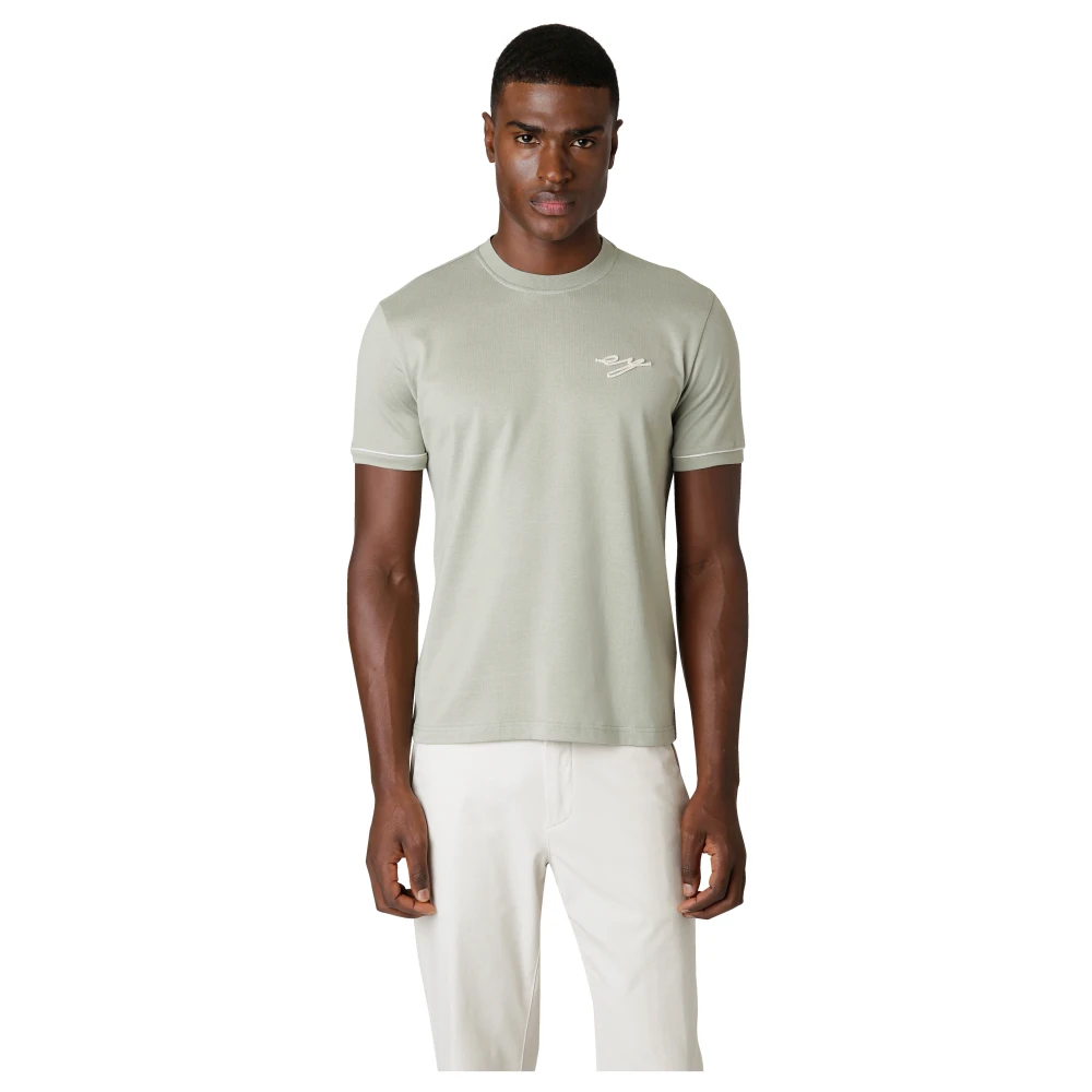 Eleventy Jersey Katoenen Ronde Hals T-shirt Green Heren