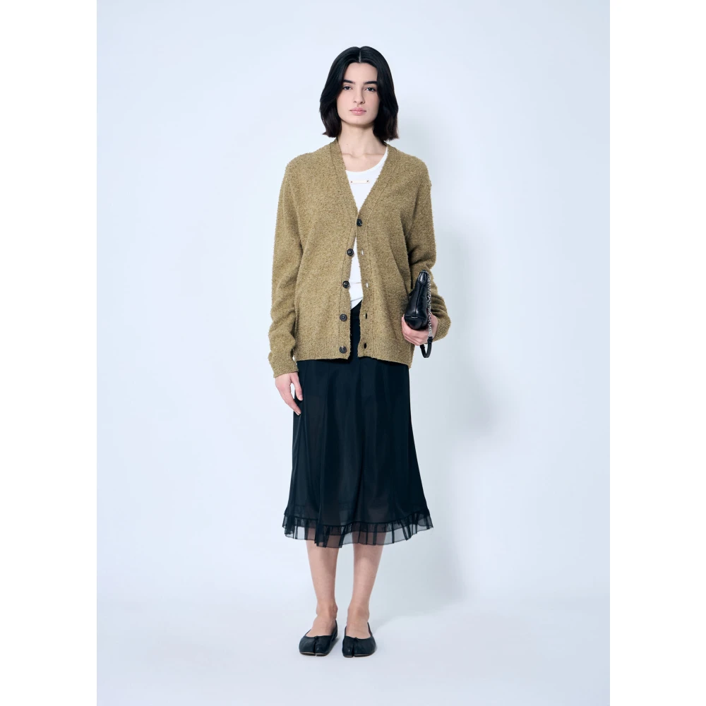 Maison Margiela Gebreide V-hals Cardigan Beige Dames
