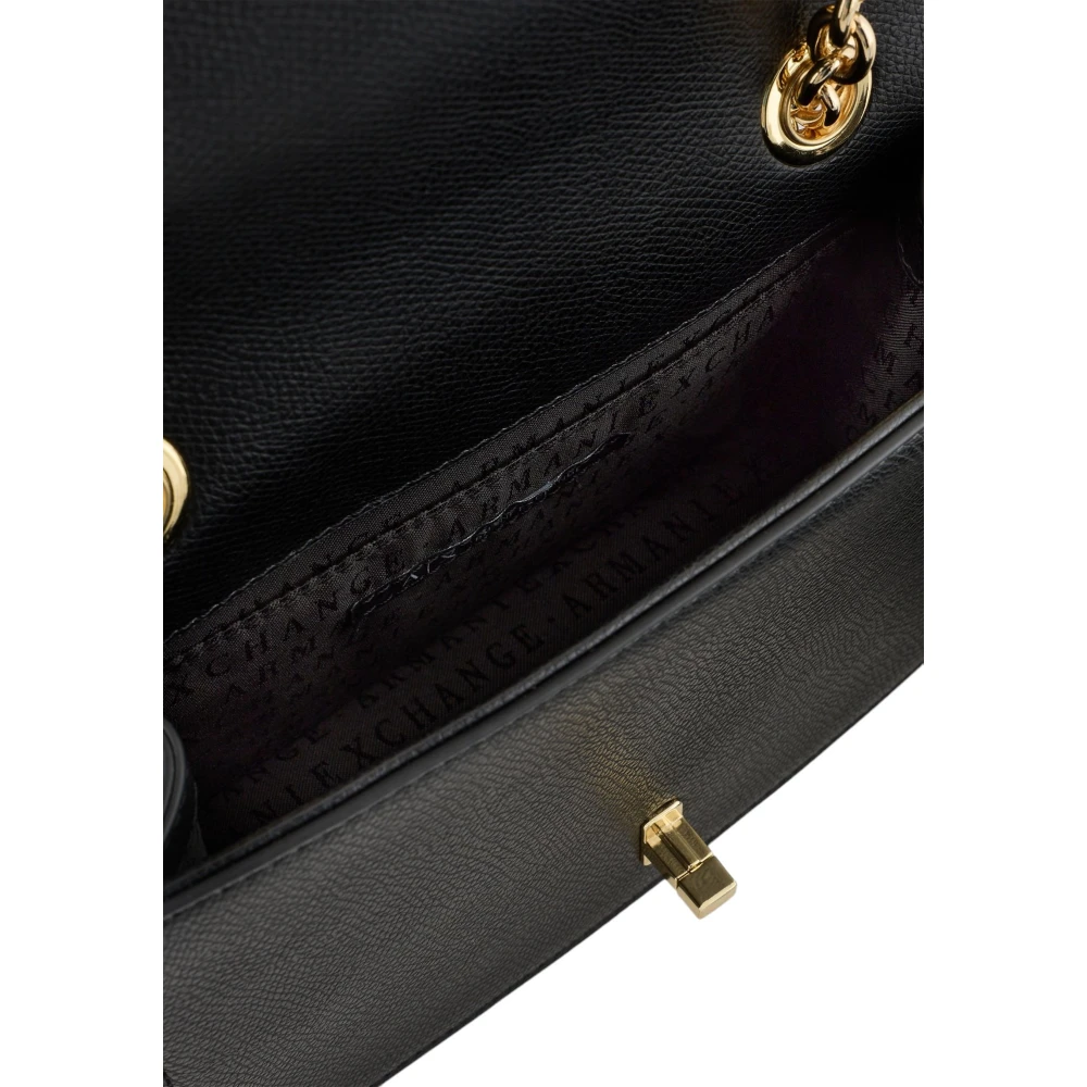 Armani Exchange Zwarte schoudertas met metalen details Black Dames
