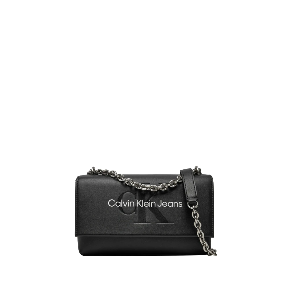 Calvin Klein Zwarte Schoudertas Elegant Ontwerp Black Dames