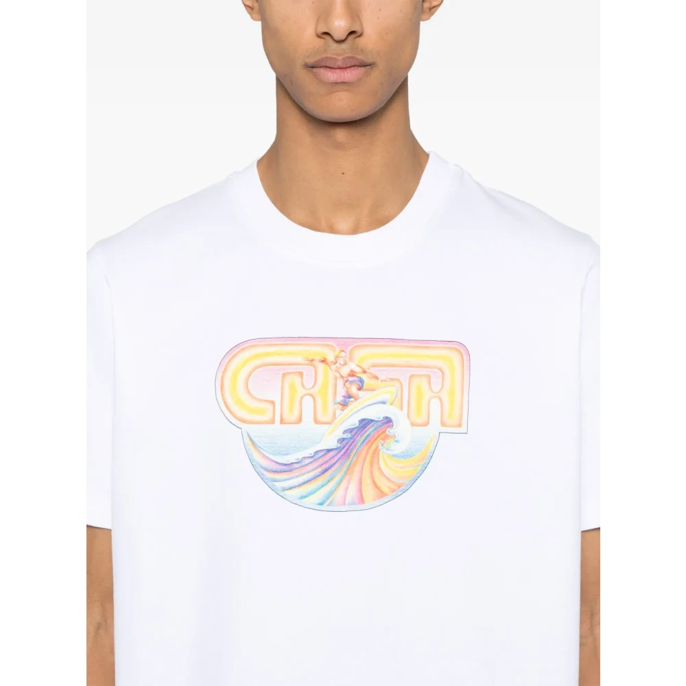 Casablanca Surf Motif Print T-shirt White Heren