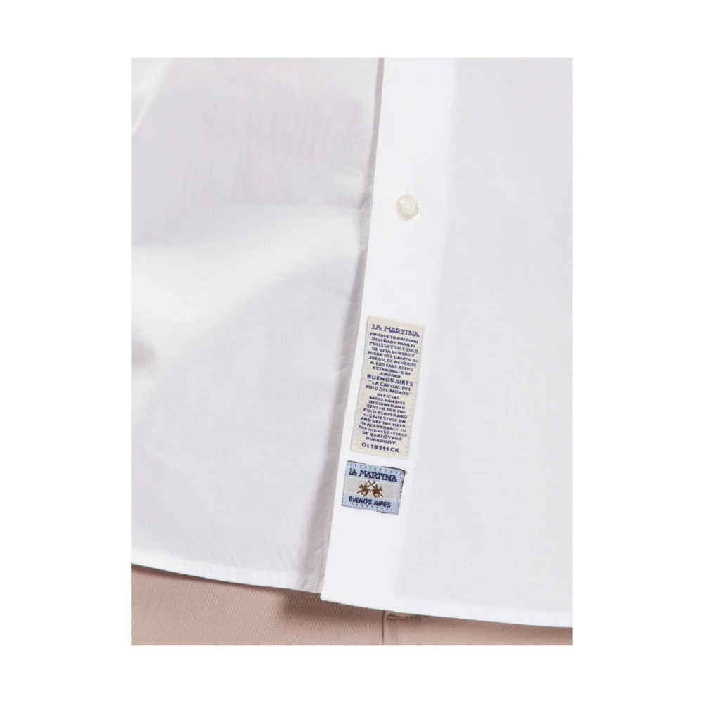 LA MARTINA Geborduurd Katoenen Overhemd Slim Fit White Heren