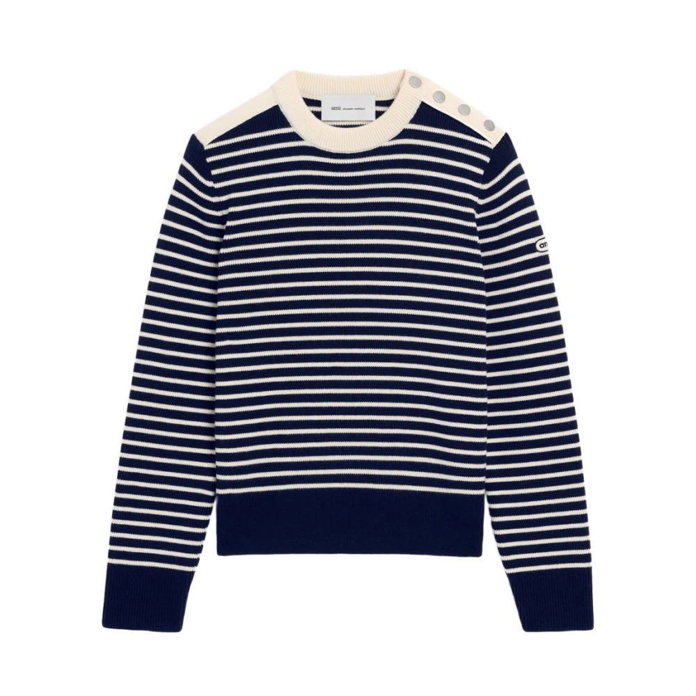 Ami Paris Unisex - Blue Sailor Striped Wool Crewneck Sweater Multicolor - Size: M - Immagine 2