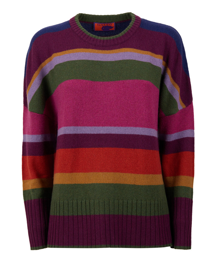 pull-col-rond-violet-pour-femmes-a-rayures-multicolores