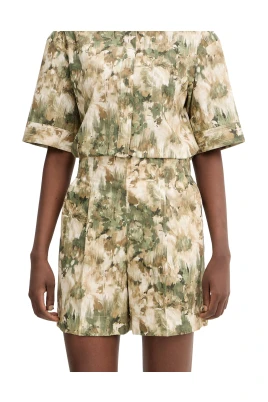 Bomulls shorts med abstrakt mönster