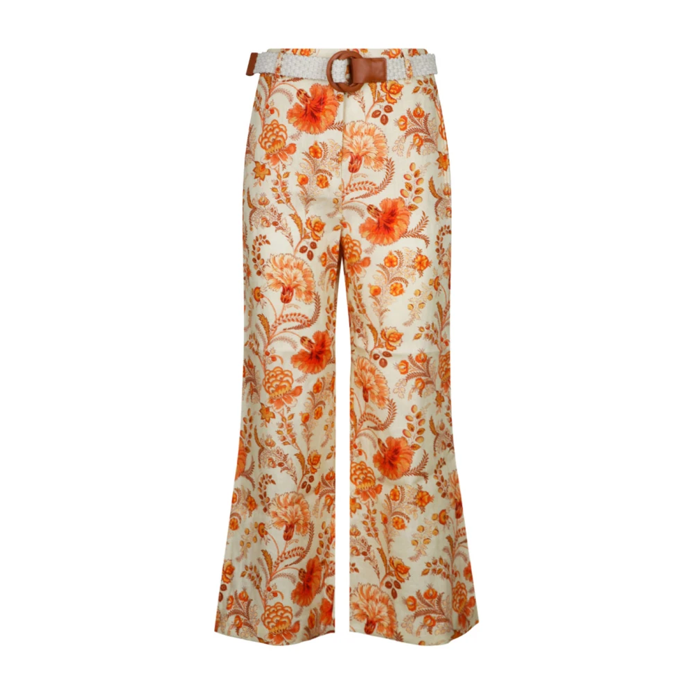 Zimmermann , Wide Trousers, Female, Multicolor, S, Floral Print Linen Wide Leg Trousers