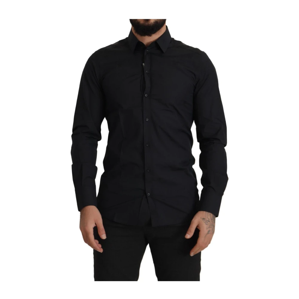 Dolce & Gabbana Casual Shirts, Male, Xs, Slim Fit Dress Shirt Black