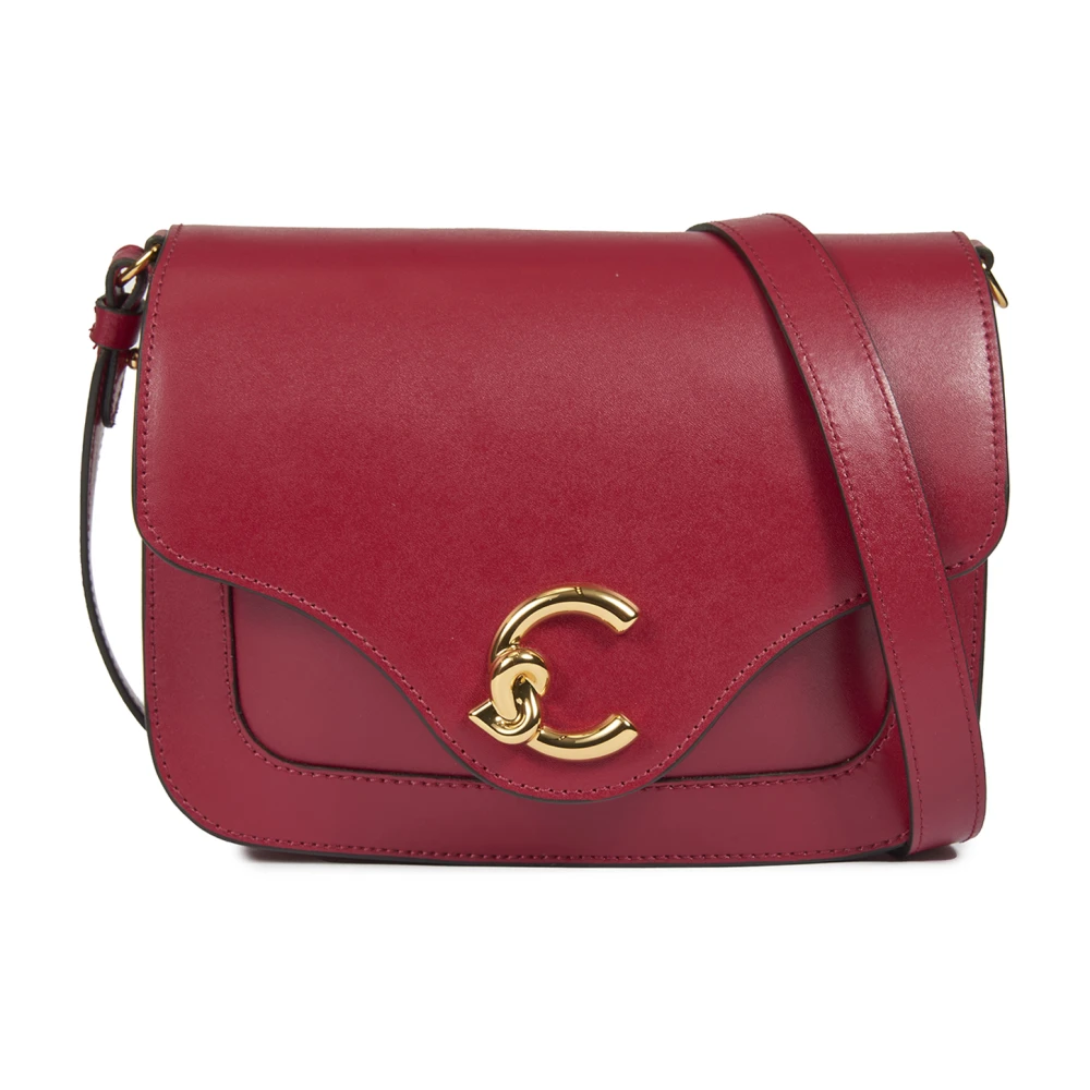 Coccinelle Schoudertas van glad leer met logodetail Red Dames