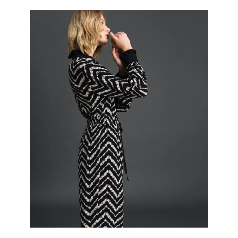 Twinset Bloemen Chevron Blouse Black Dames