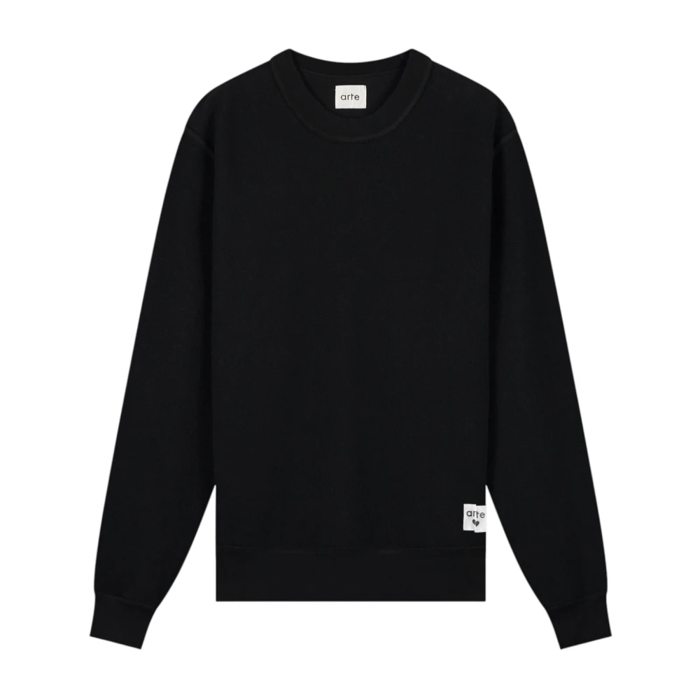 Arte Antwerp Black Round-Neck Knitwear, Male, L, Reversible Label Crewneck