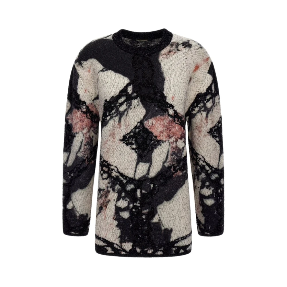 Roberto Cavalli Women's Black Marble Print Sweater