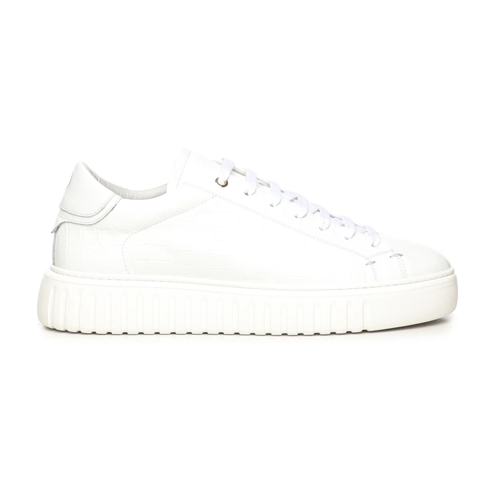 Giuliano Galiano Witte Leren Sneakers Veters Rubberen Zool Heren Schoenen