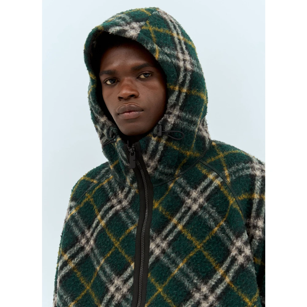 Burberry Geruite Fleece Hoodie Green Heren