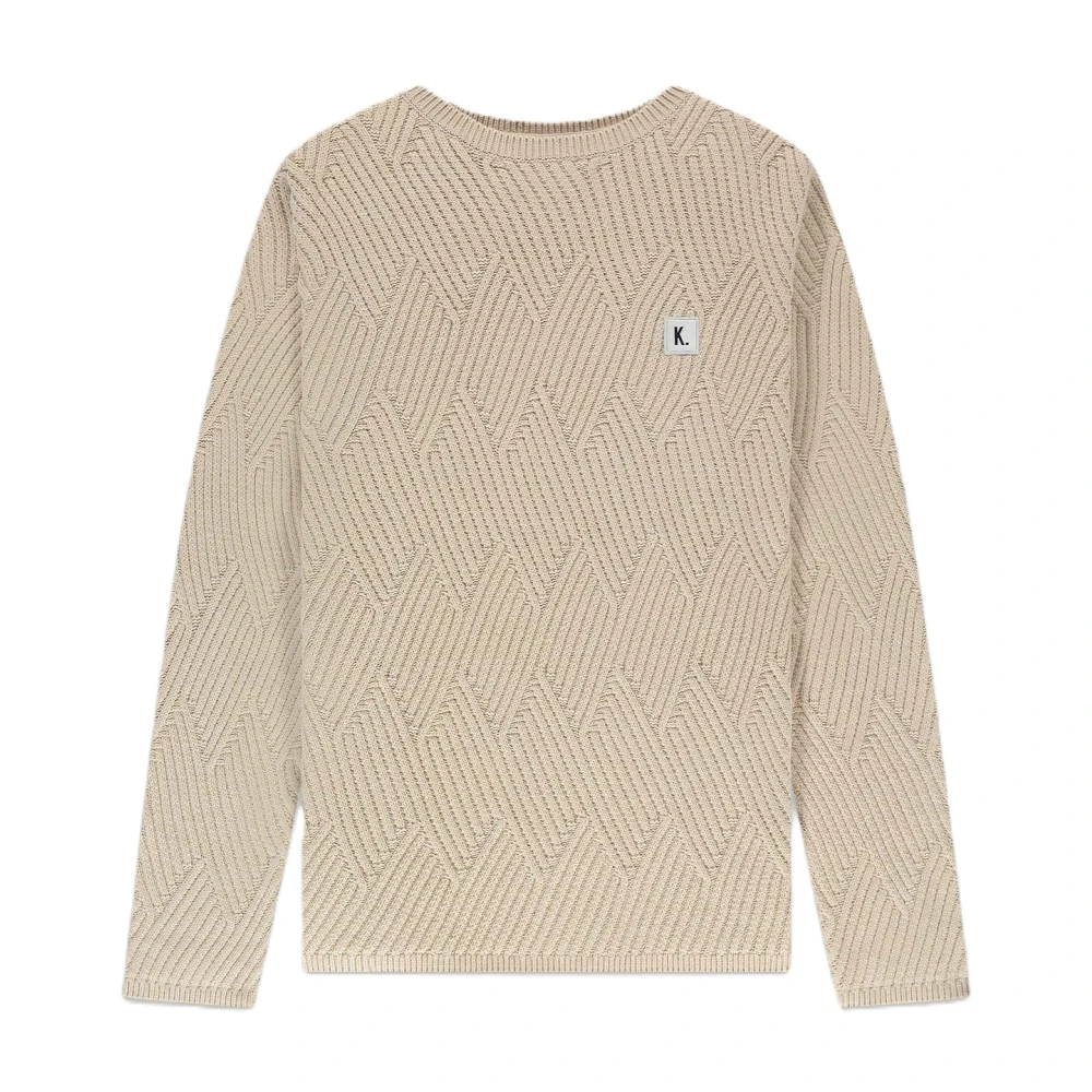 Kultivate Zig-Zag Patroon Sweater 'Jeff' Beige Heren