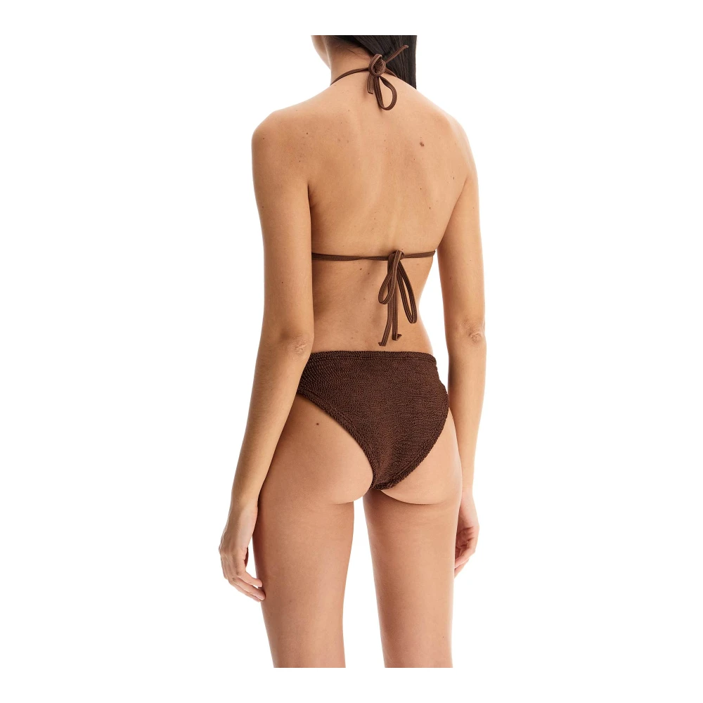 Hunza G Gerimpeld Driehoek Bikini Set met Ringen Brown Dames