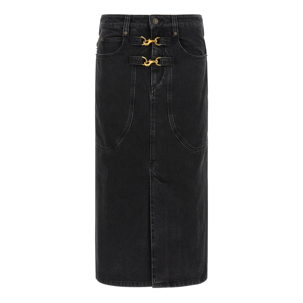 Isabel Marant Women's Black Denim Skirts, 2XS, Pavina Midi Skirt