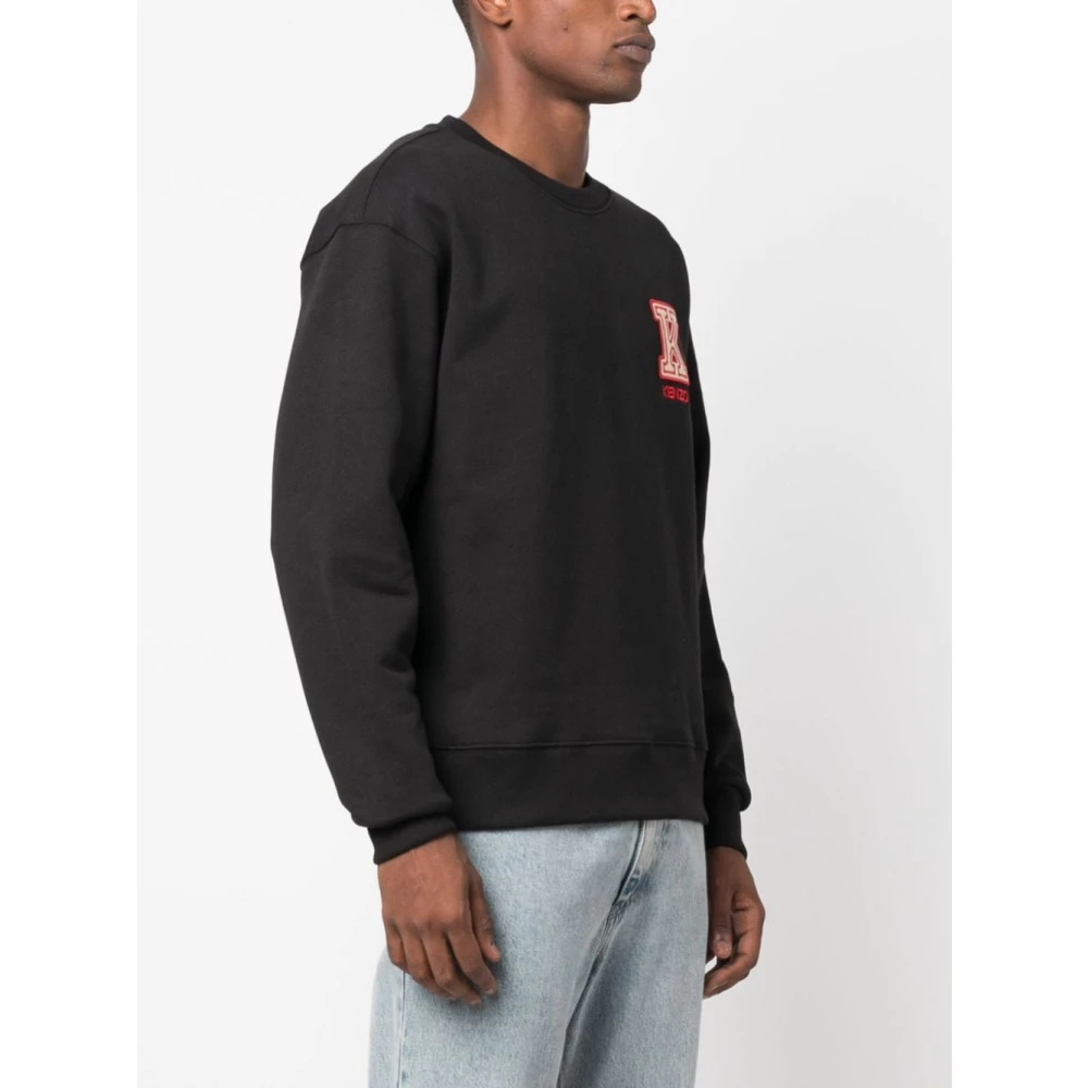 Kenzo Zwarte Logo-Patch Sweaters Black Heren