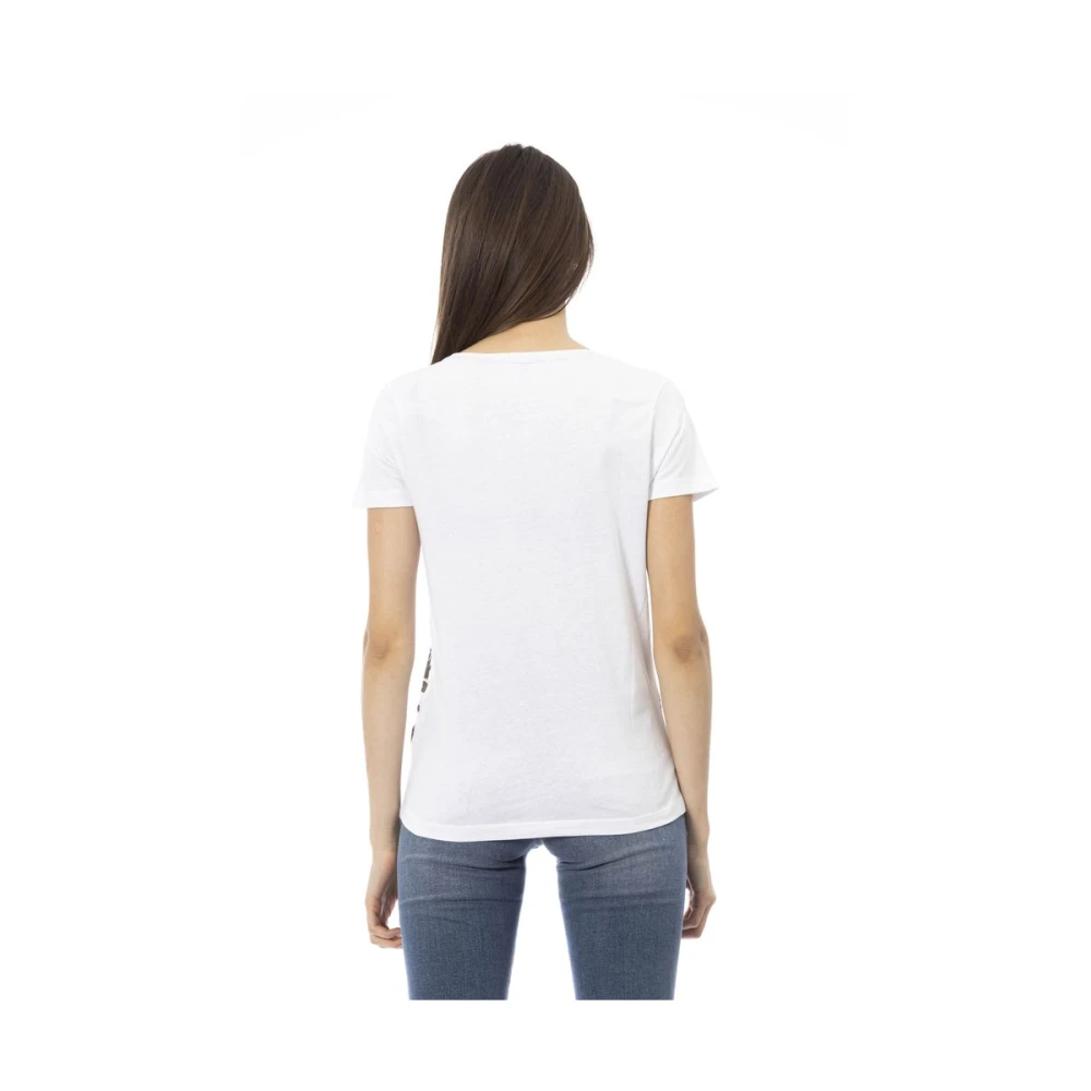 Trussardi Wit Katoenen T-shirt met Korte Mouwen en Voorkant Print White Dames
