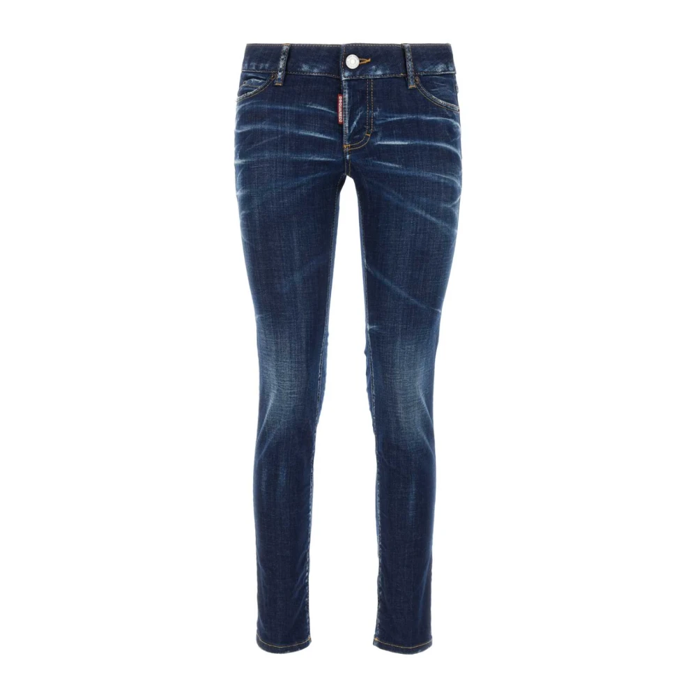 Dsquared2 Indigo Blauwe Skinny Jeans met Kreukel Effect Blue Dames