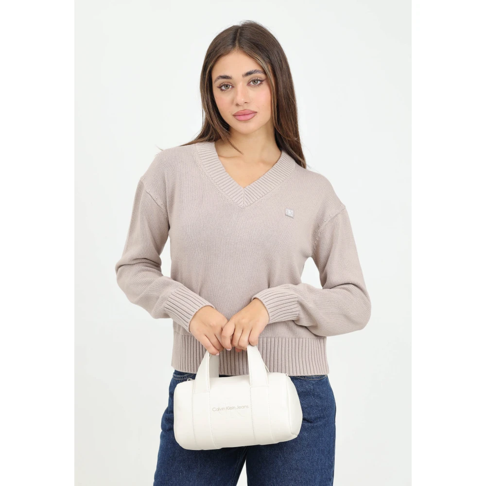 Calvin Klein Jeans Beige V-hals trui dames herfst winter Gray Dames