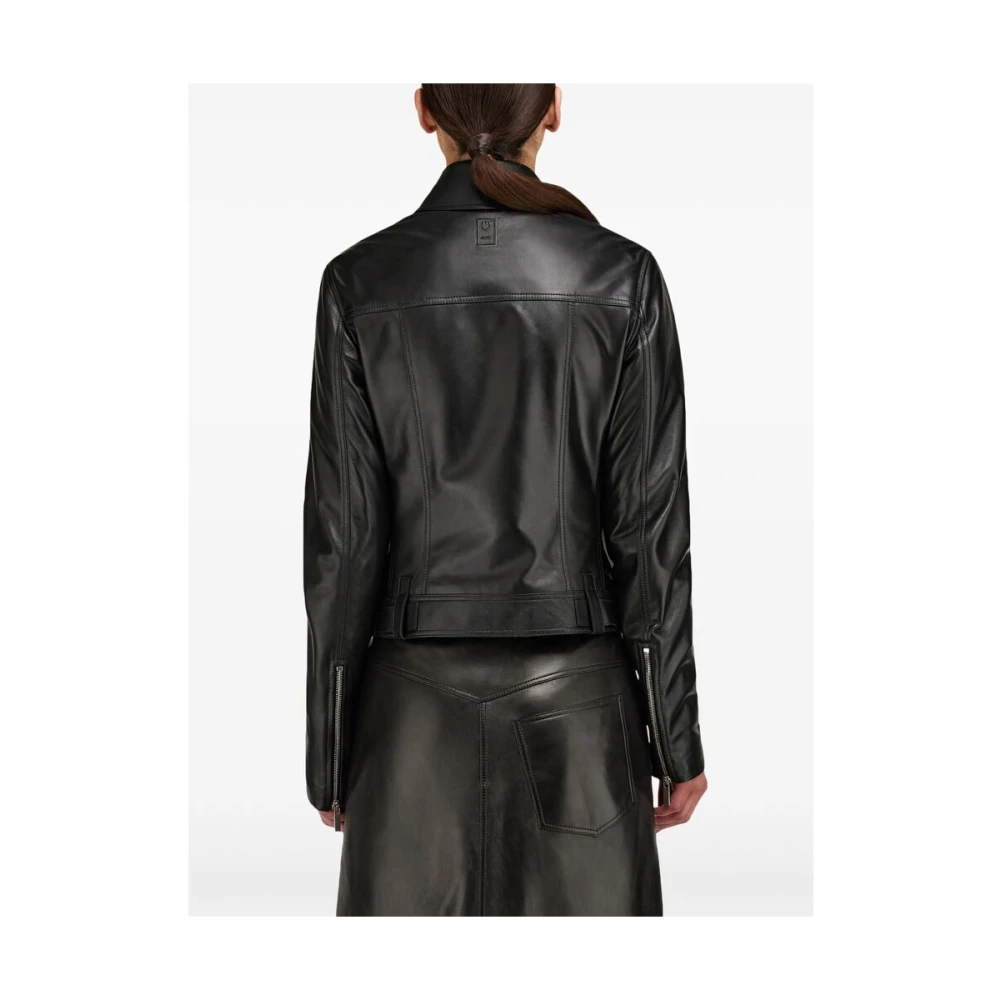 Salvatore Ferragamo Zwarte Leren Ritsjas Stijlvol Ontwerp Black Dames