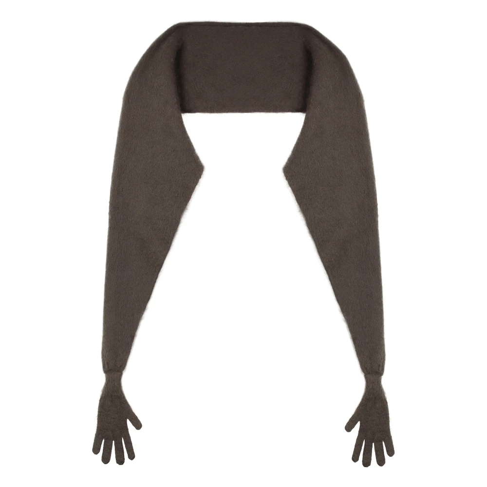 Moschino Mohair cape coat met handschoenen Brown Dames