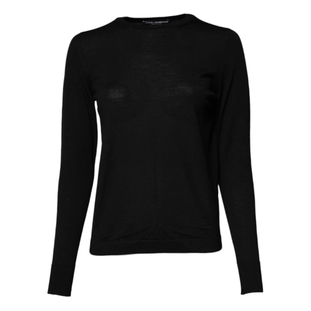 Dolce & Gabbana Women's Black Wool Knit Crew Neck Sweater