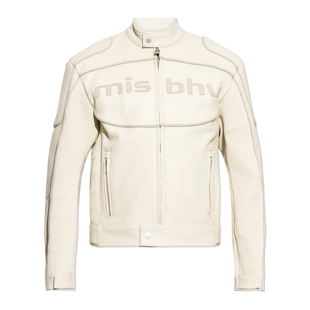 Misbhv Leren jas met logo Beige Heren