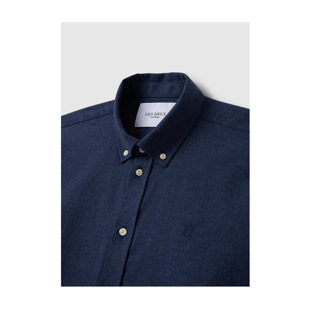 Les Deux Navy Geborstelde Textuur Reg Shirt Blue Heren