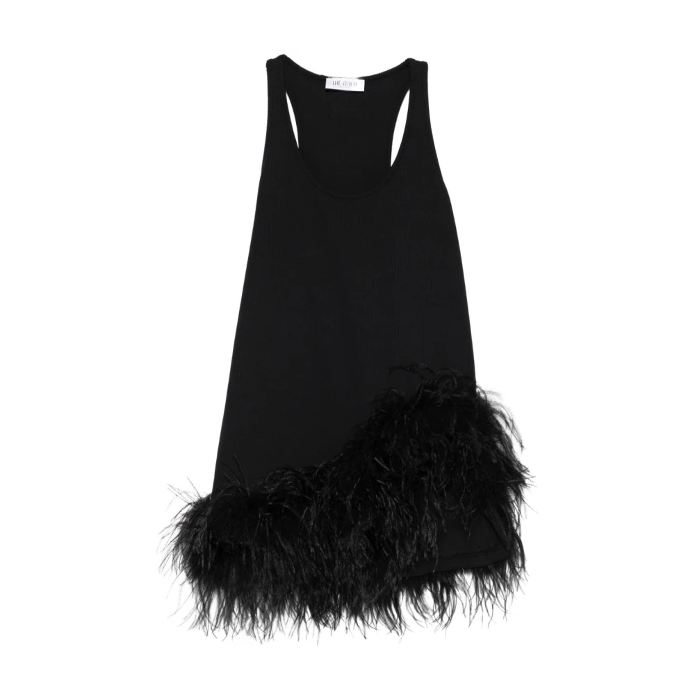 The Attico Women's Black Feather Trim Sleeveless Dress