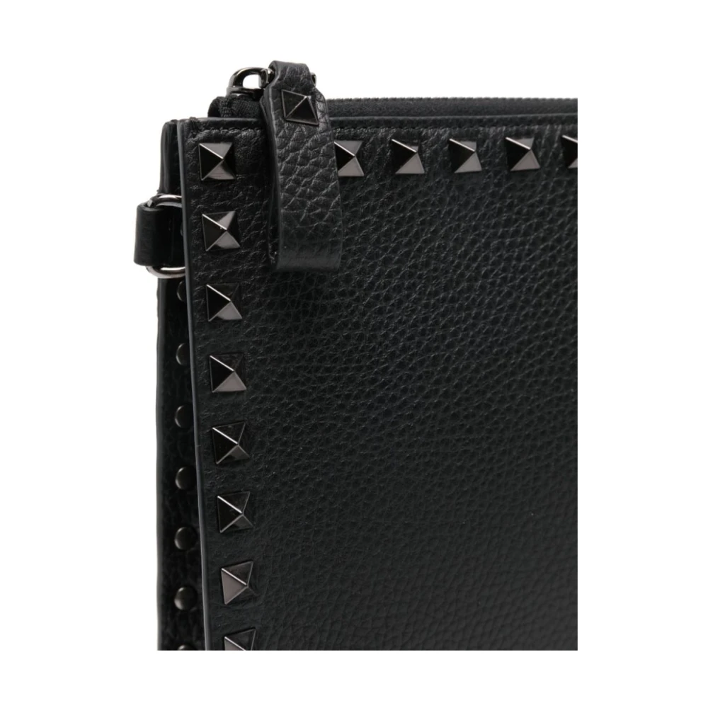 Valentino Garavani Zwarte Korrelige Leren Rockstud Tas Black Heren