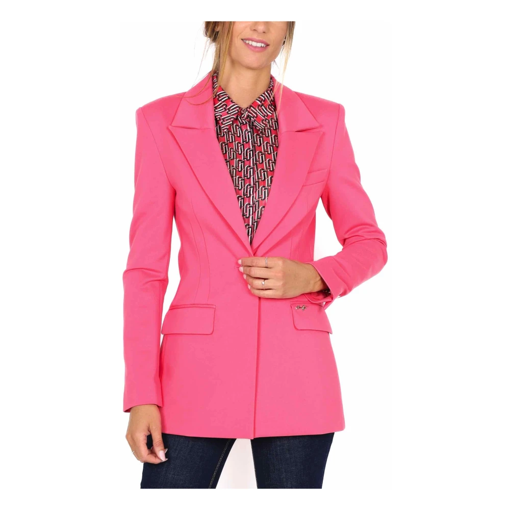 Liu Jo Fuchsia Milano Blazer Lang Metalen Knoop Pink Dames