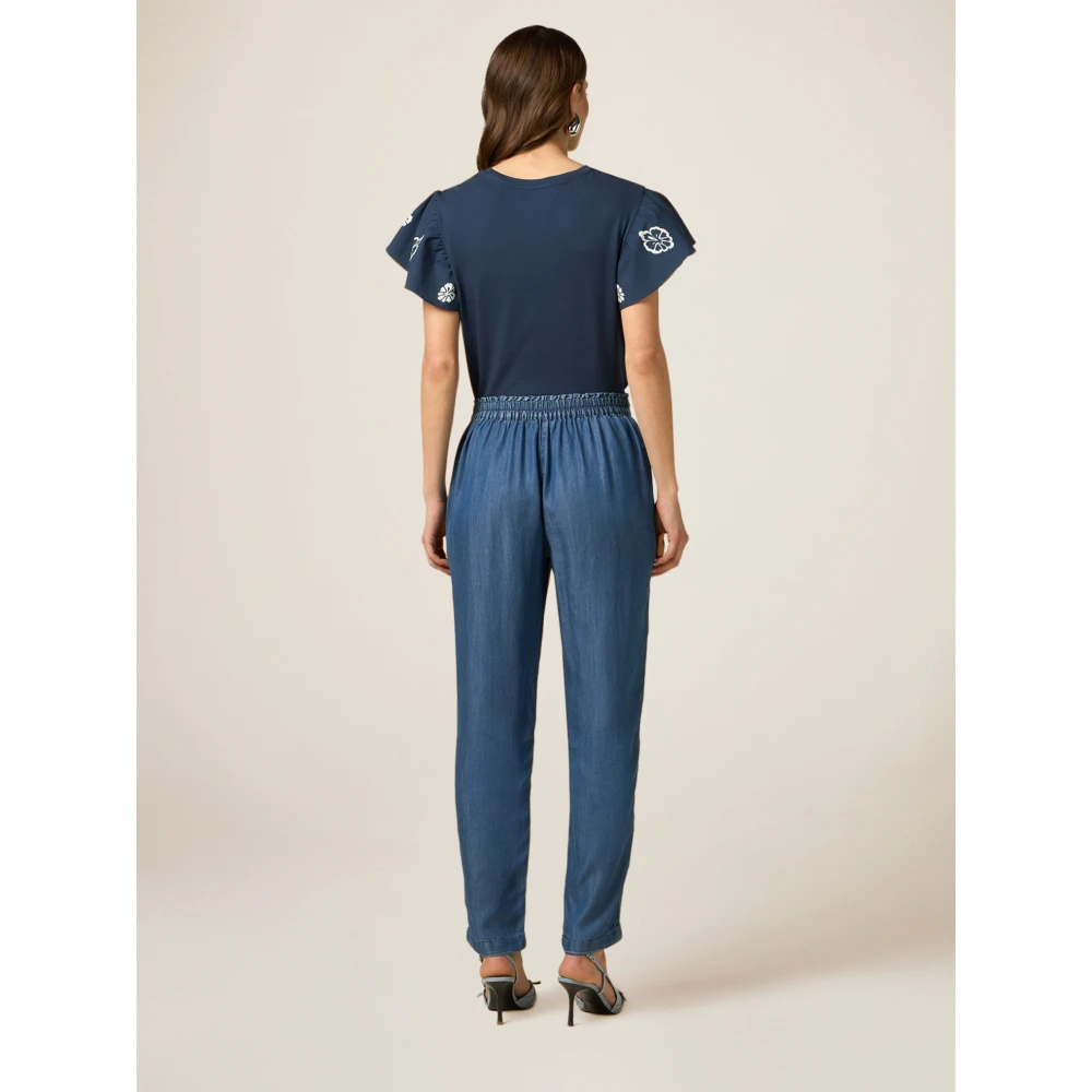 Oltre Tencel Denim Joggers Blue Dames