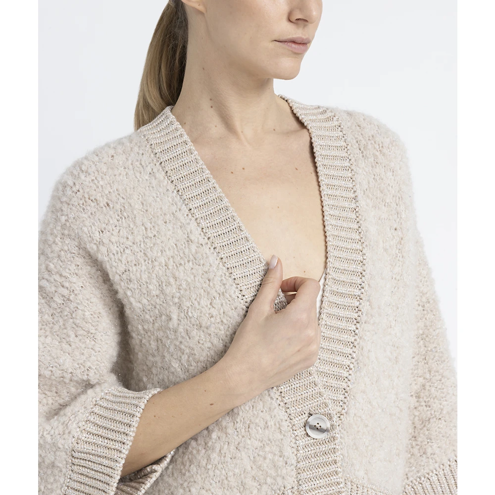 PESERICO Alpaca wol kasjmier zijde en Lurex bouclé vest Beige Dames
