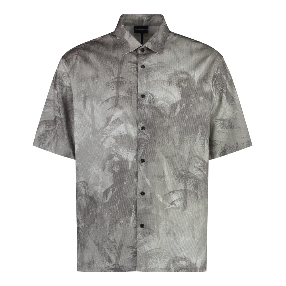 Emporio Armani Grijze Palmboomprint Overhemd Multicolor Heren