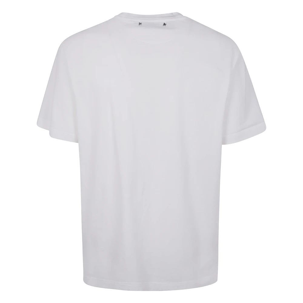 Golden Goose Distressed Cotton Jersey Regular T-Shirt White Heren