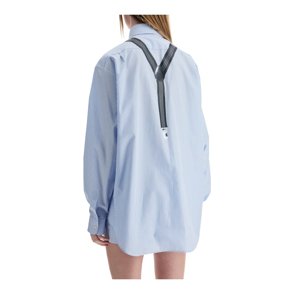 Moschino Blauw Gestreept Shirt met Decoratieve Bandjes Blue Dames