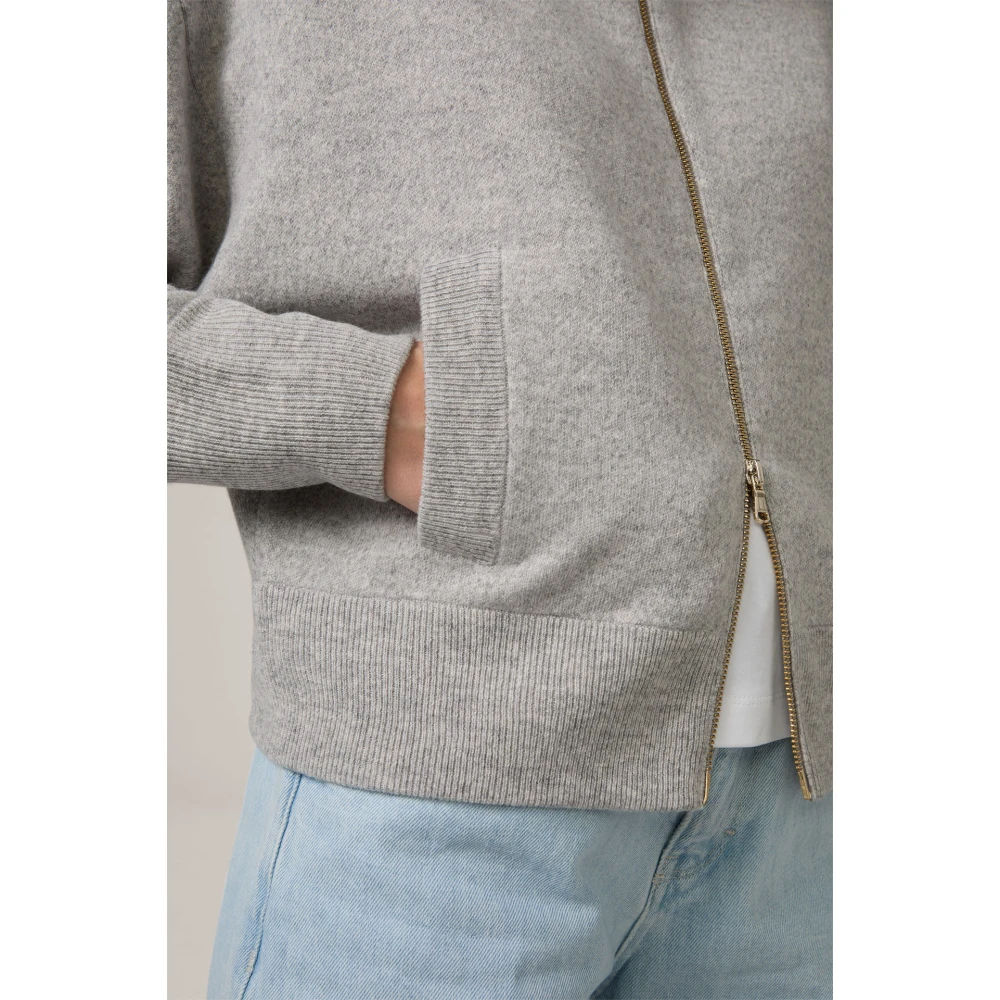 Windsor Grijze Cashmere Cardigan met Rits Gray Dames