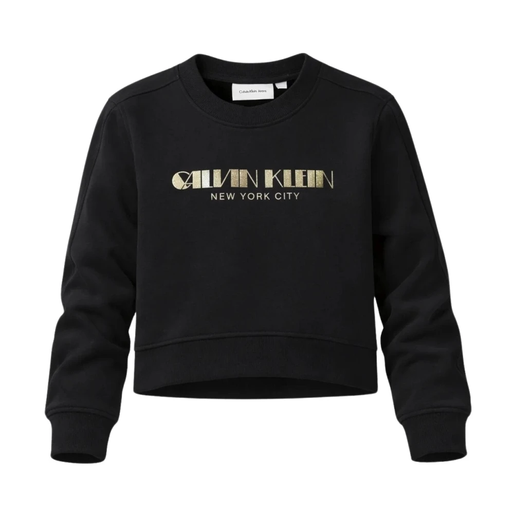 Calvin Klein , Kids Sweatshirts, Female, Black, 16 Y, Glitter Logo Sweatshirt