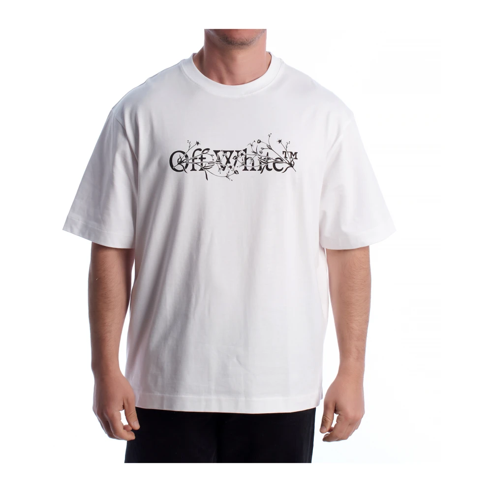 Off White Men's White Off T-Shirts, M, Cotton Crew-Neck T-Shirt