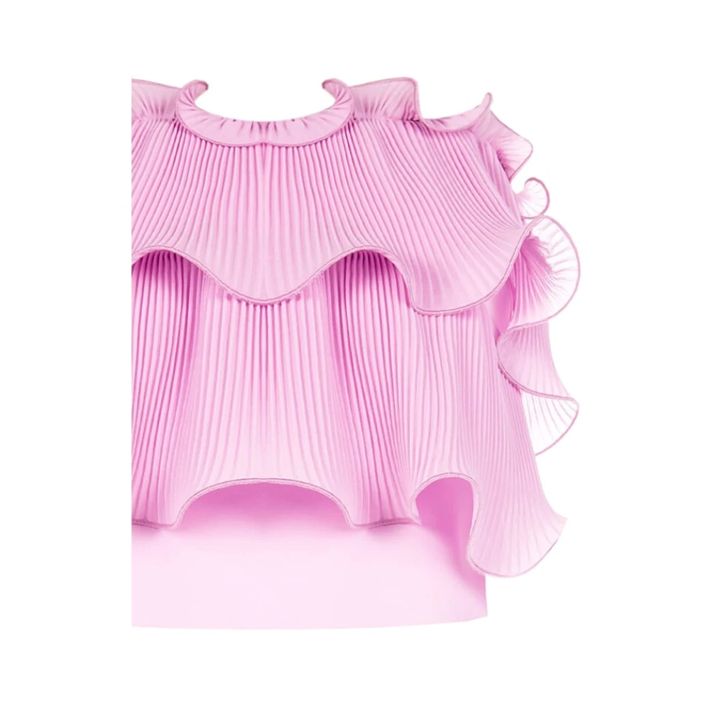 RINASCIMENTO Geplooide Bandeau Crop Top Pink Dames