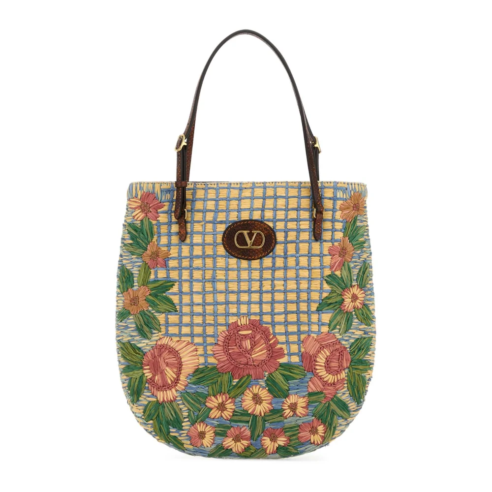 Valentino Garavani Women's Embroidered Raffia Vlogo Signature Shoulder Bag