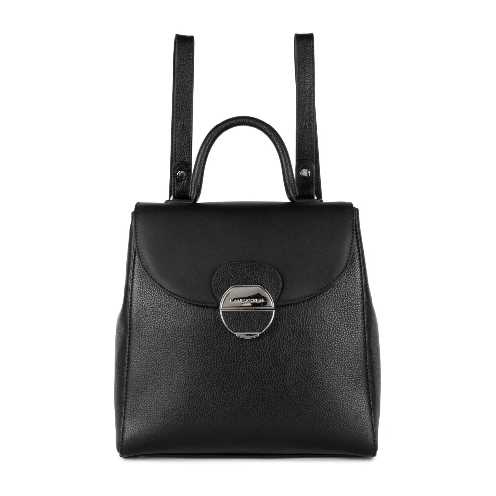 Lancaster Black Backpacks, Female, One Size, Flap Backpack With Metal Clasp