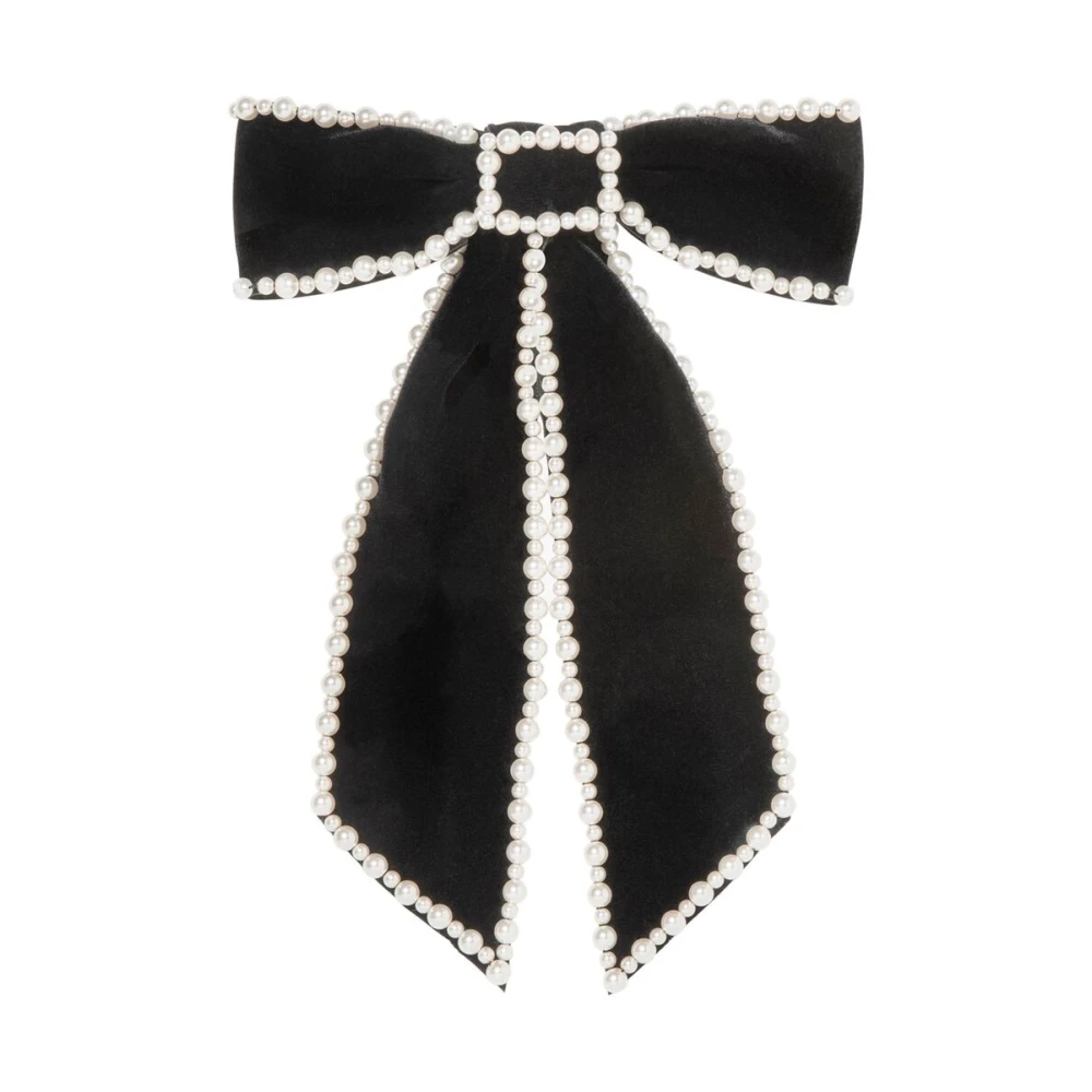 Jennifer Behr Zwarte Fluwelen Strik Haarklem Black Dames