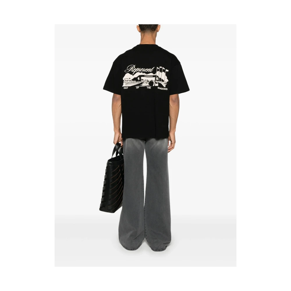 Represent Zwart Logo Print Crew Neck T-shirt Black Heren