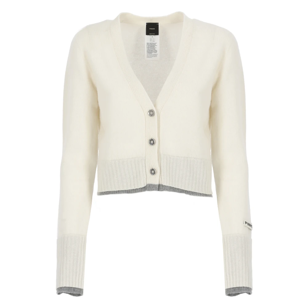 Hvit Ull Cardigan V-Hals Genser