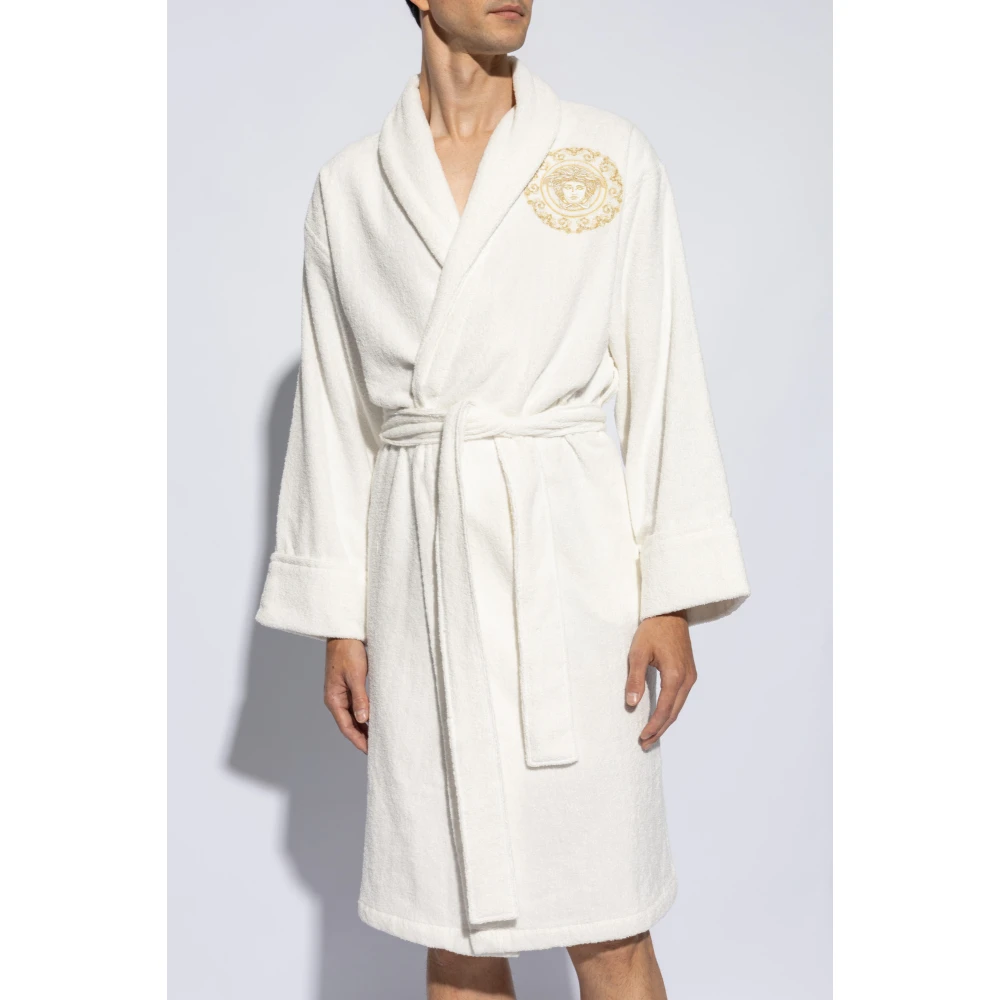 Versace Badjas met logo White Heren